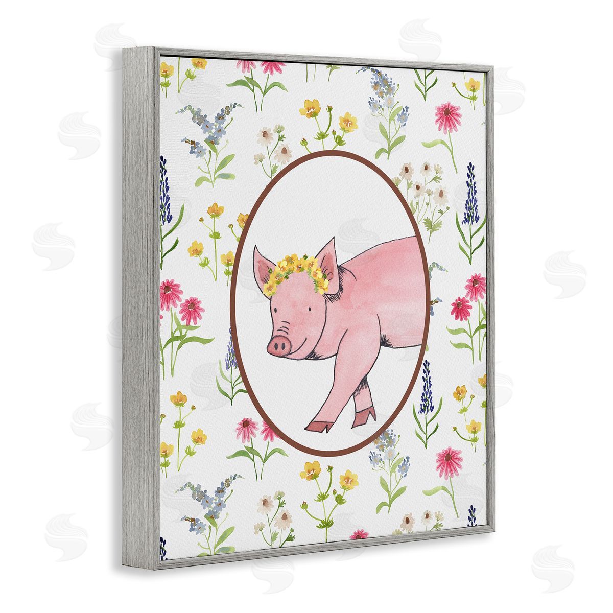 Nina Jacobs Farm Friends Pig & Herbs Canvas Wall Art Print