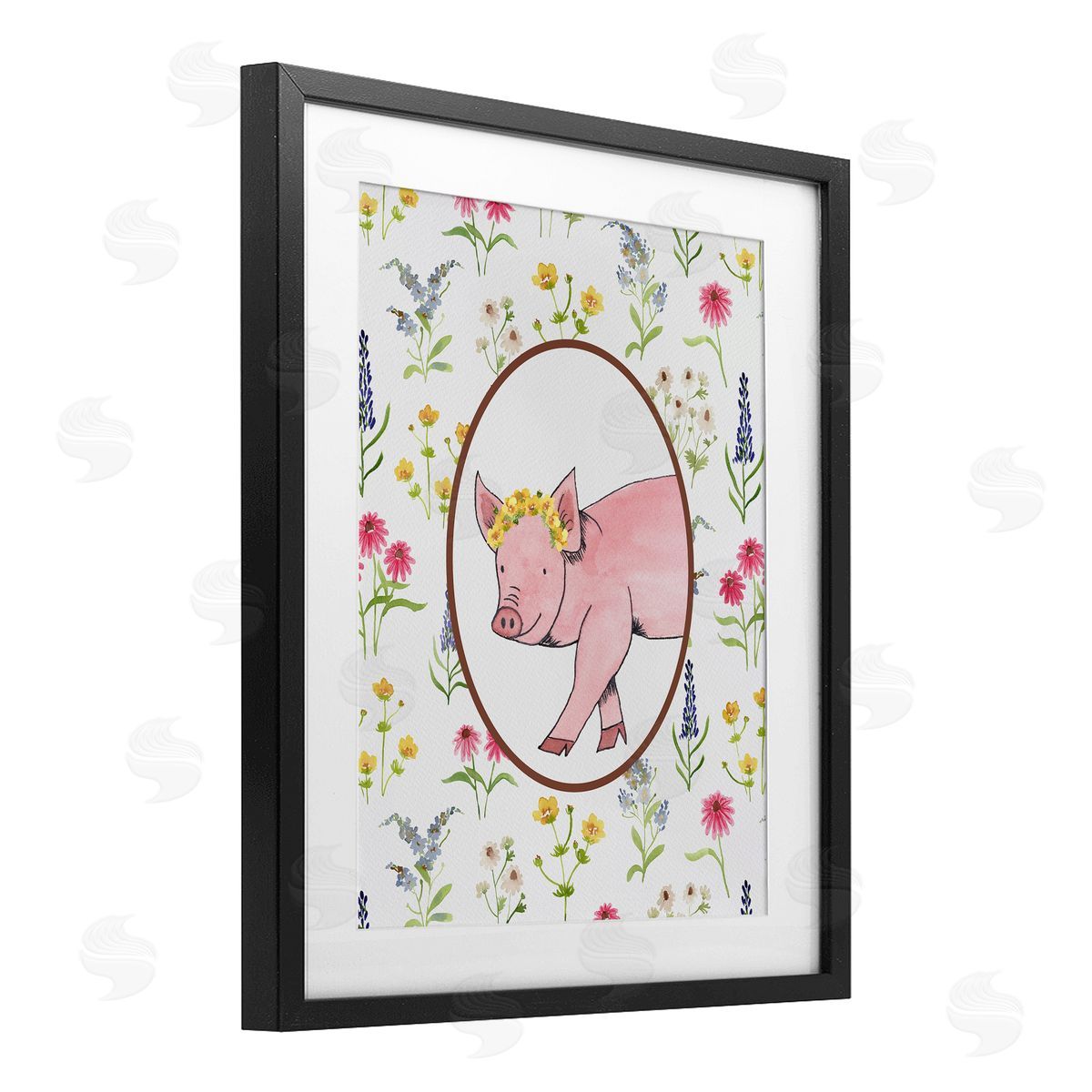 Nina Jacobs Farm Friends Pig & Herbs Canvas Wall Art Print