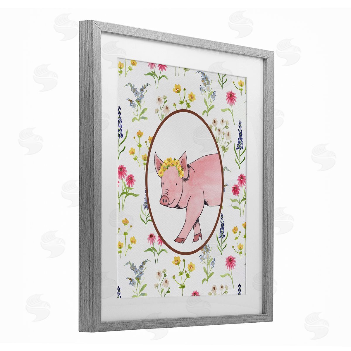 Nina Jacobs Farm Friends Pig & Herbs Canvas Wall Art Print