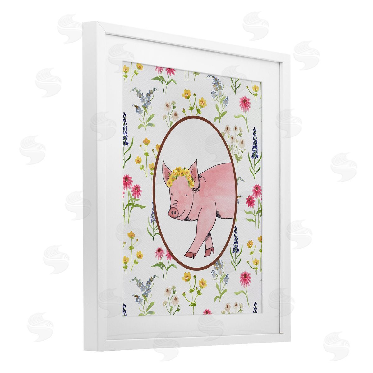 Nina Jacobs Farm Friends Pig & Herbs Canvas Wall Art Print