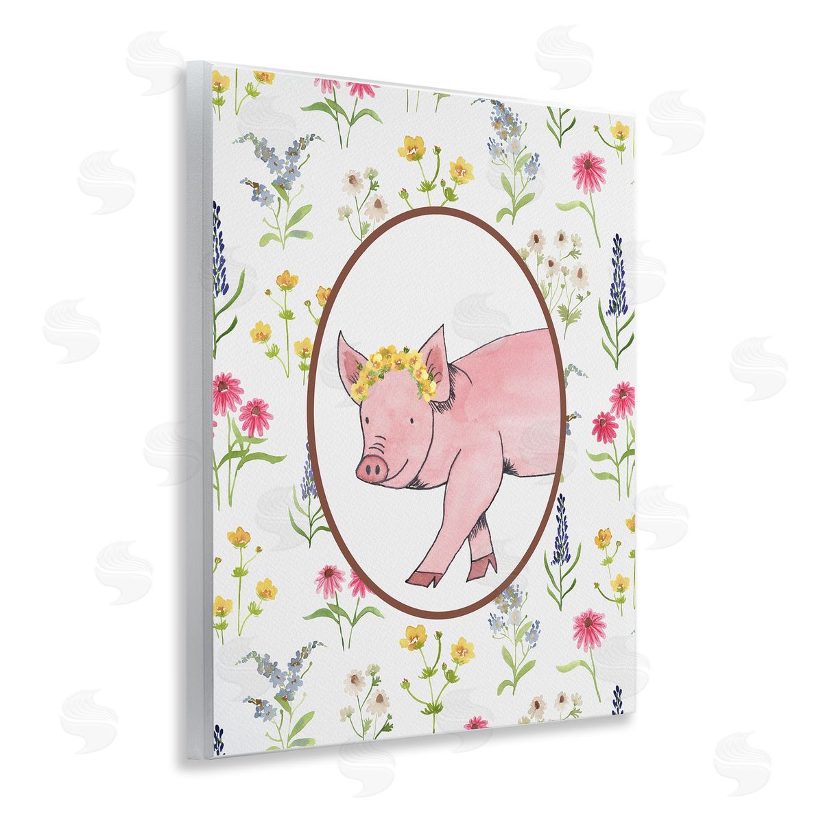 Nina Jacobs Farm Friends Pig & Herbs Canvas Wall Art Print