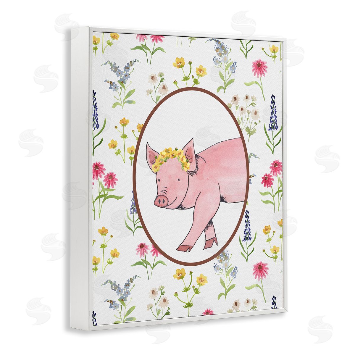 Nina Jacobs Farm Friends Pig & Herbs Canvas Wall Art Print