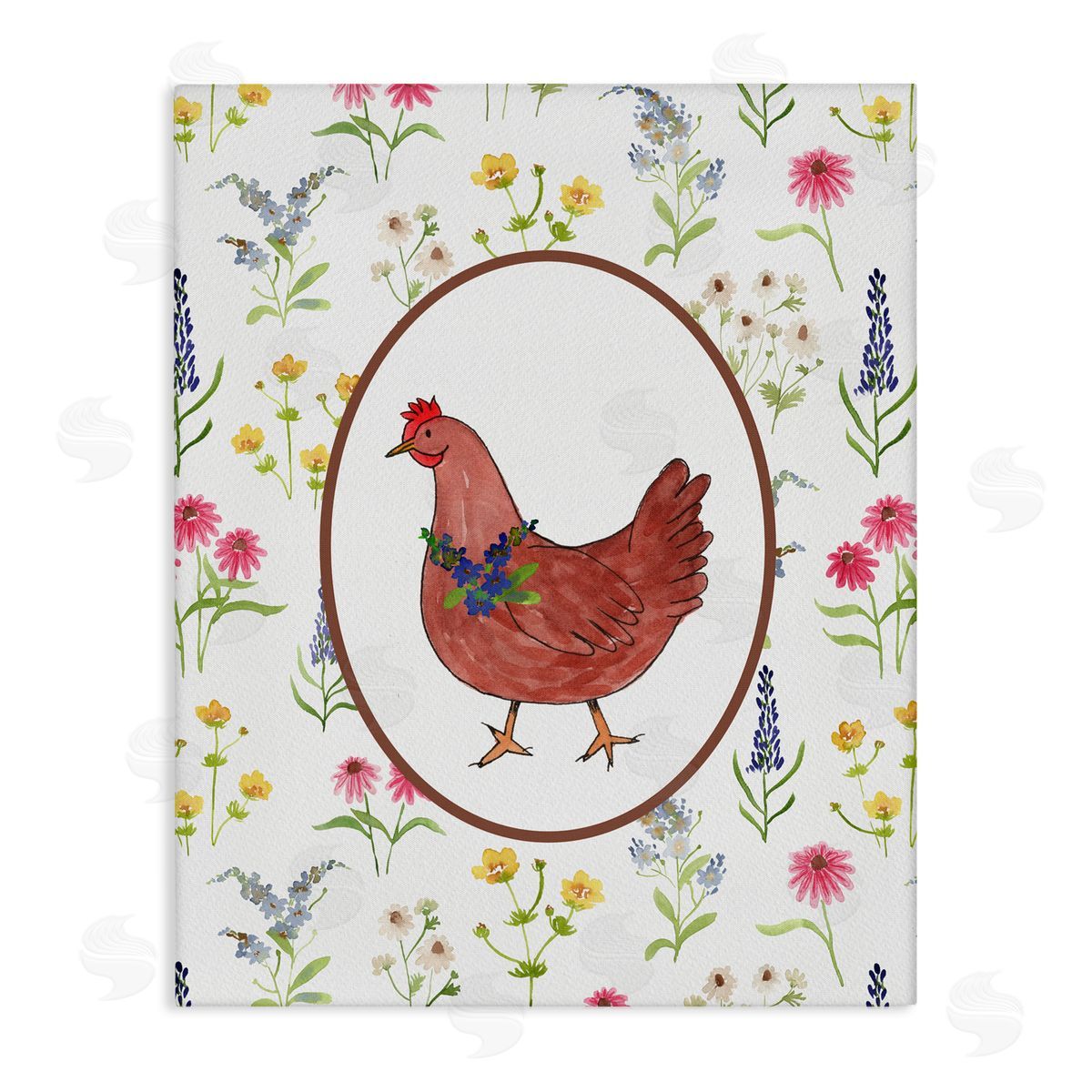 Nina Jacobs Farm Friends Rooster & Herbs Canvas Wall Art Print