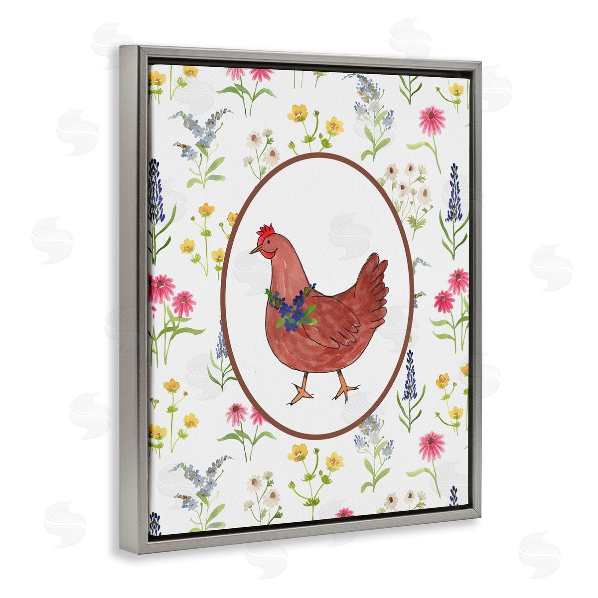 Nina Jacobs Farm Friends Rooster & Herbs Canvas Wall Art Print