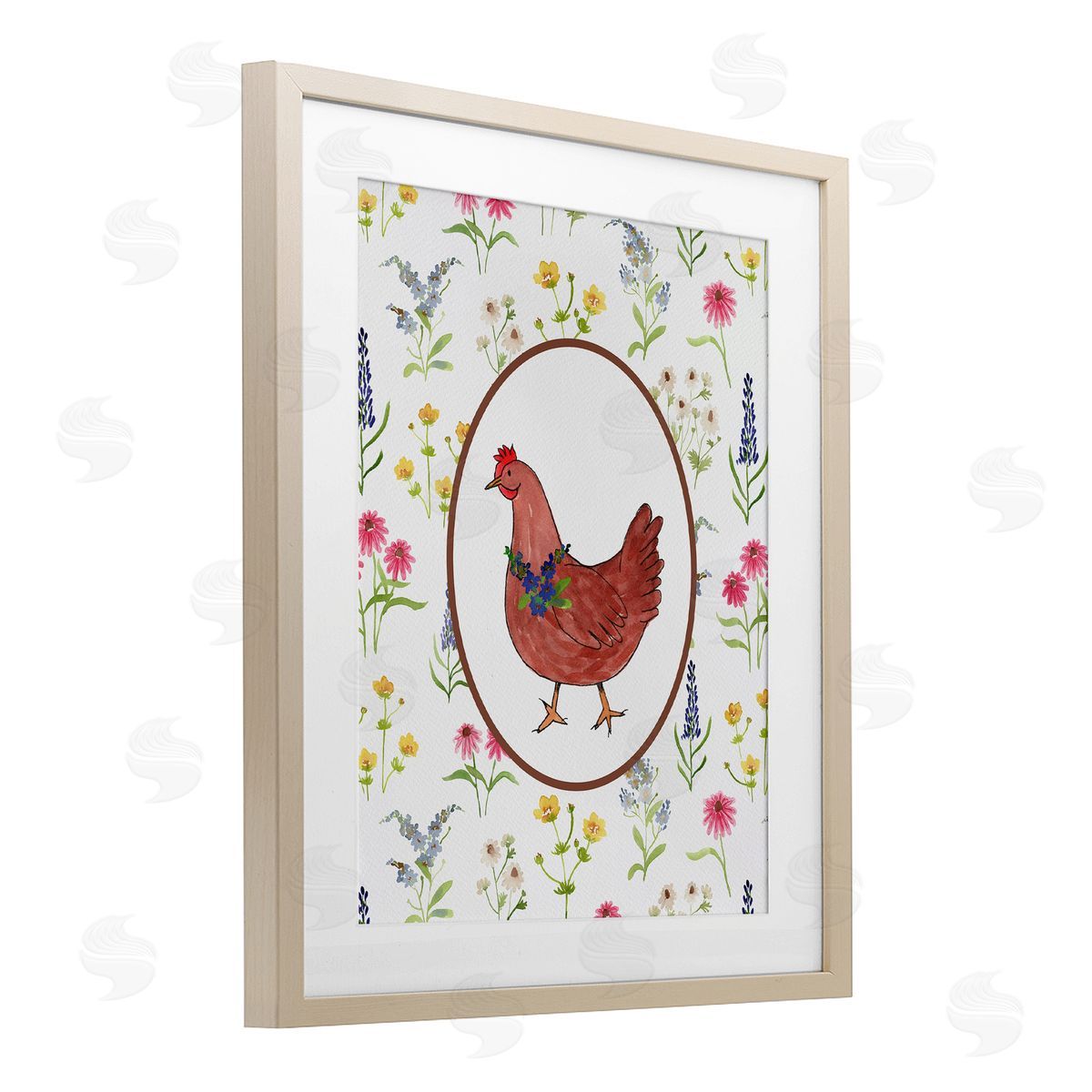 Nina Jacobs Farm Friends Rooster & Herbs Canvas Wall Art Print