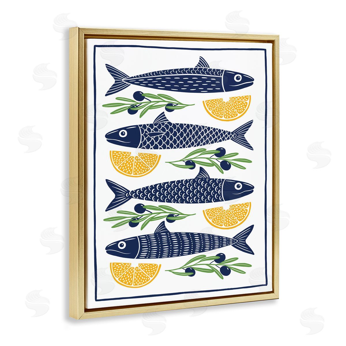 Bex Morley Design Fish Lemon & Olives Canvas Wall Art Print