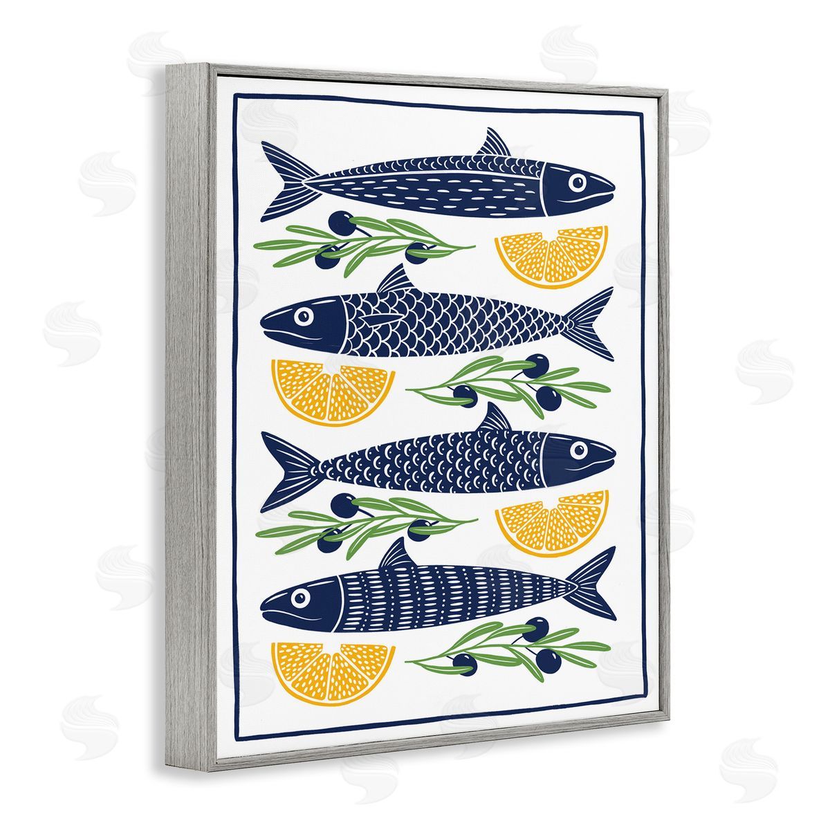 Bex Morley Design Fish Lemon & Olives Canvas Wall Art Print