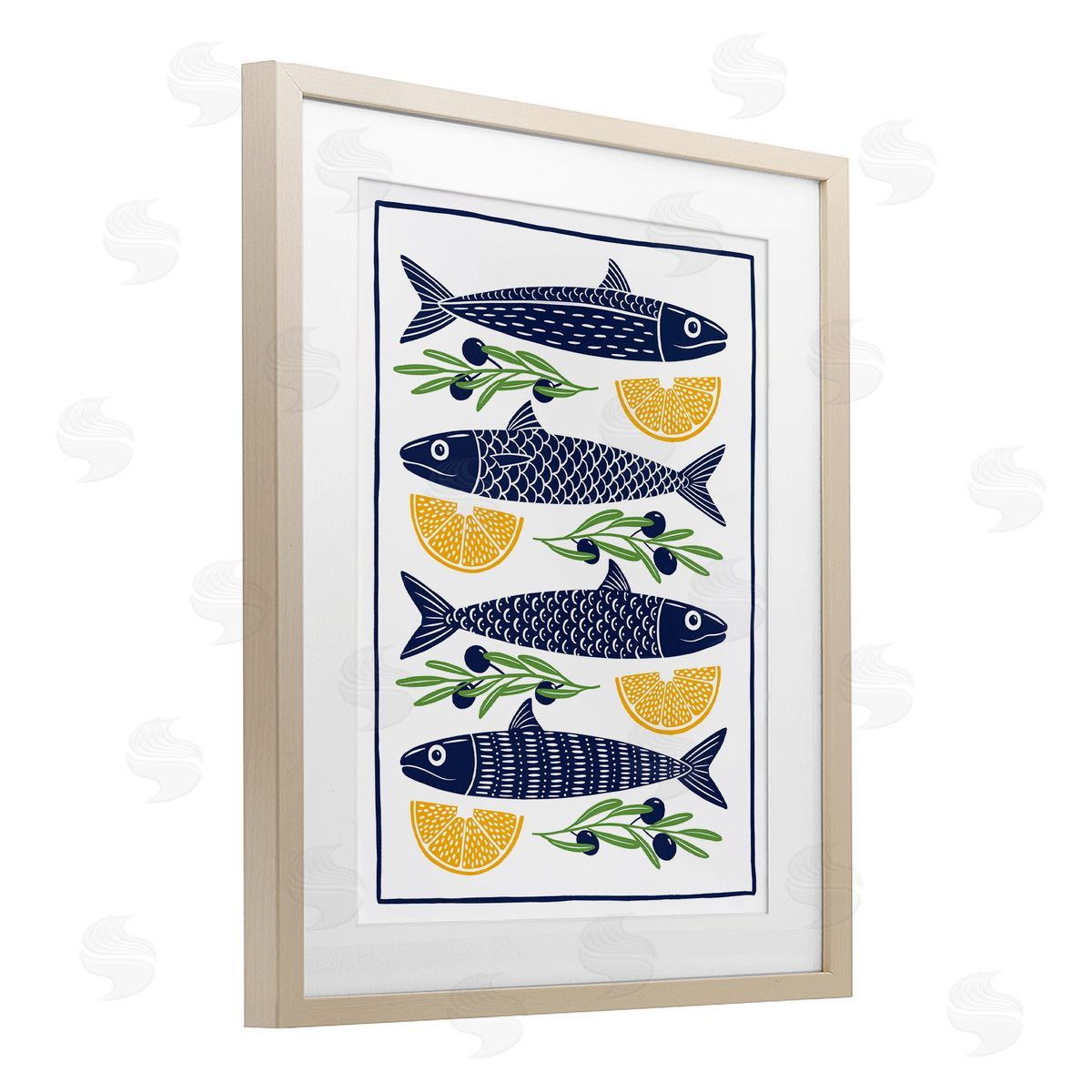 Bex Morley Design Fish Lemon & Olives Canvas Wall Art Print