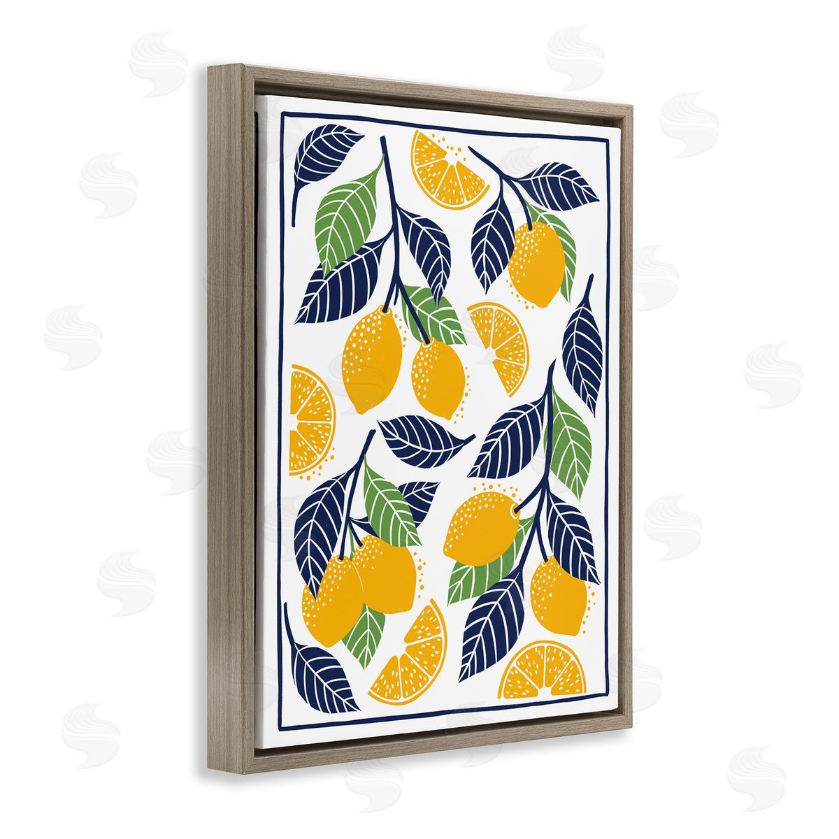 Bex Morley Design Mediterranean Lemons Pattern Canvas Wall Art Print