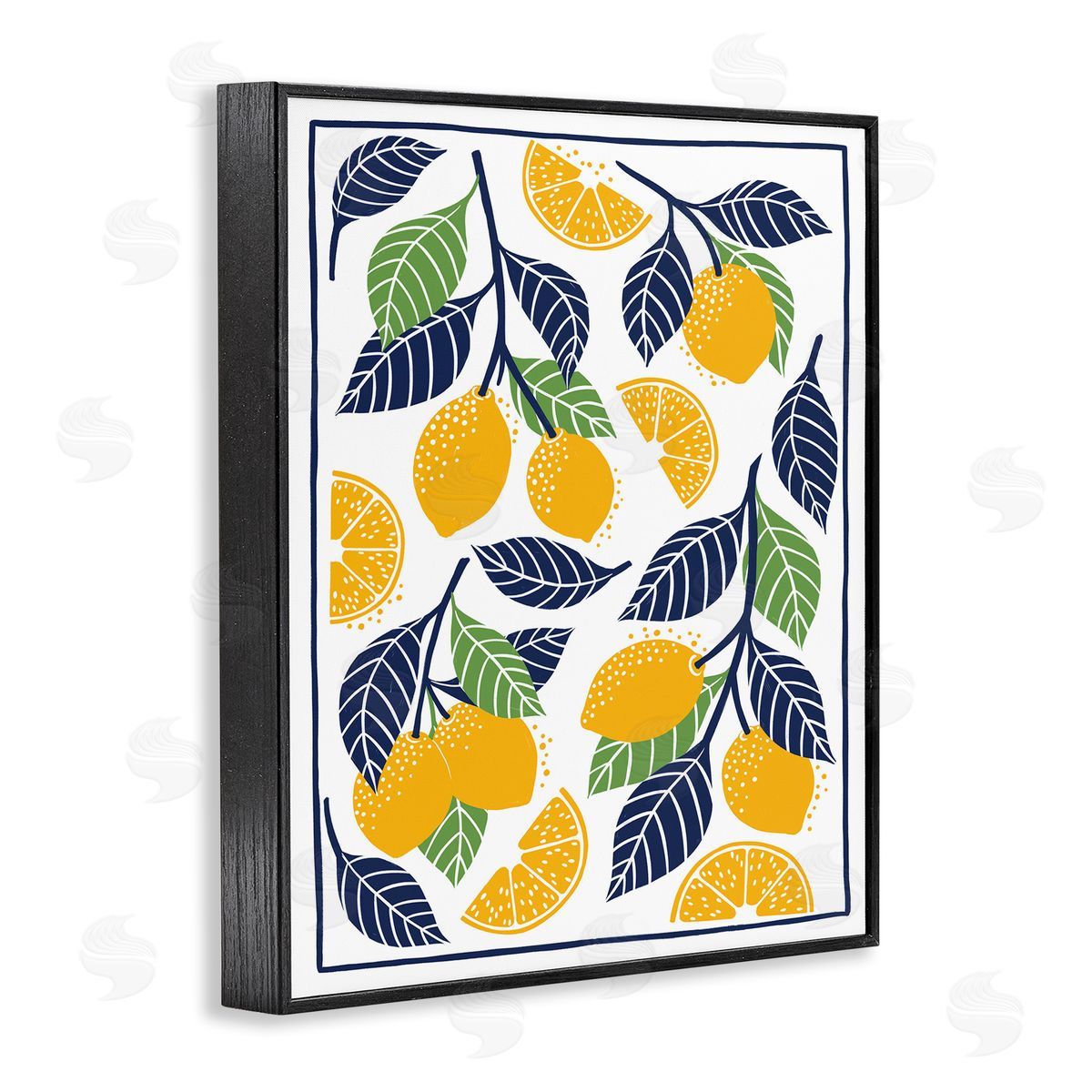 Bex Morley Design Mediterranean Lemons Pattern Canvas Wall Art Print