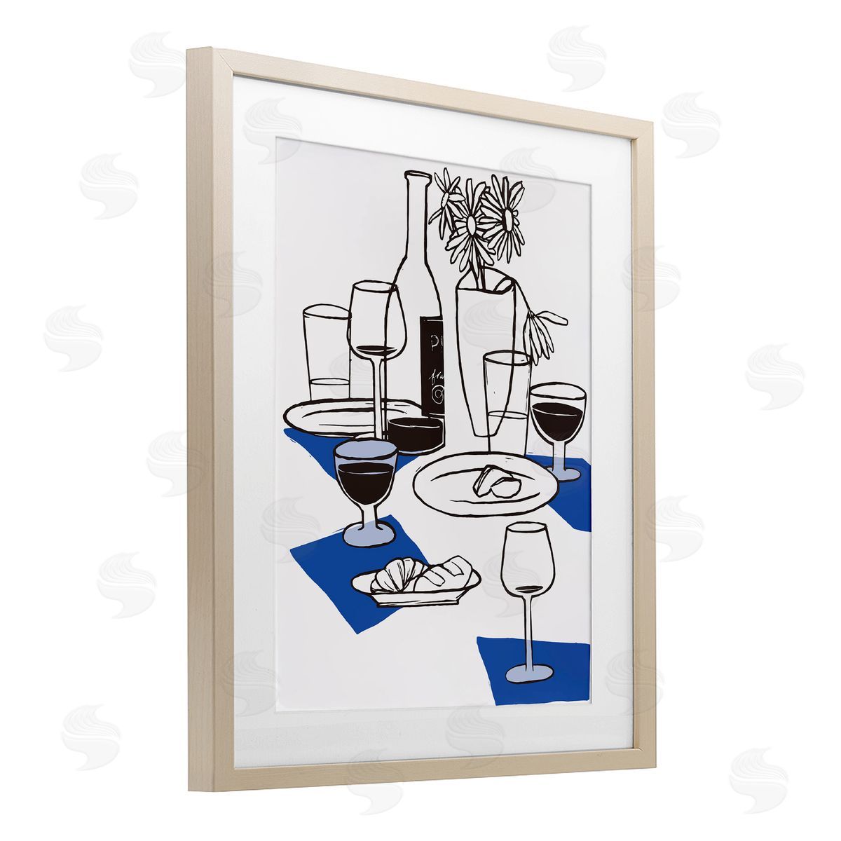 Hannah Beisang Wine & Bread Table Setting Canvas Wall Art Print