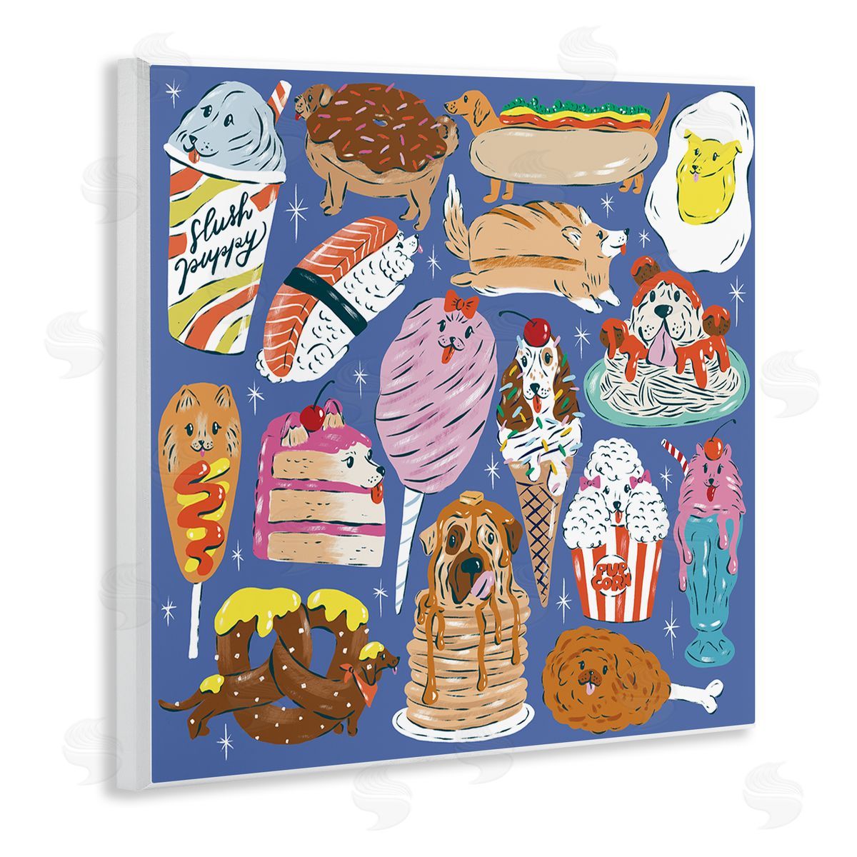 Krissy Mast Dog Foods Puzzle Illustration Canvas Wall Art Print