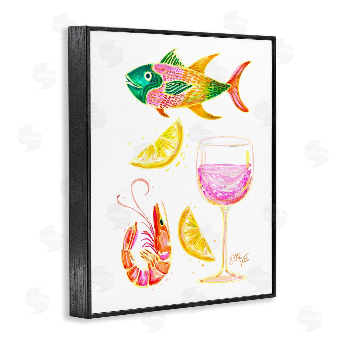 EttaVee Summer Seafood & Wine Canvas Wall Art Print
