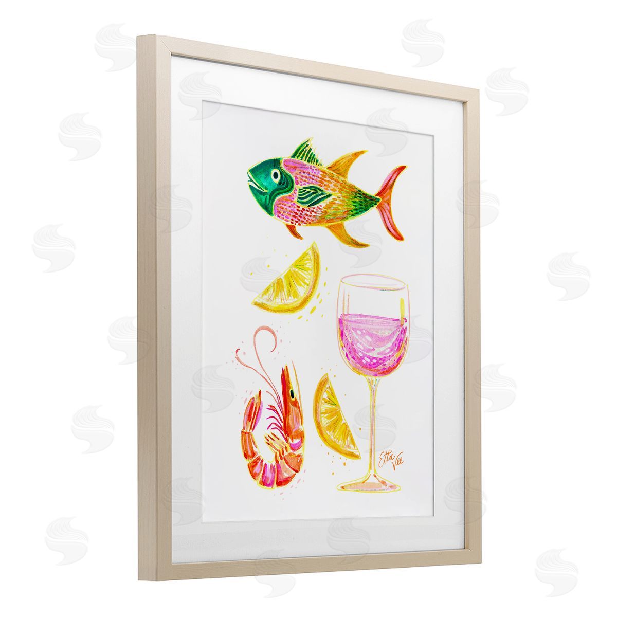 EttaVee Summer Seafood & Wine Canvas Wall Art Print