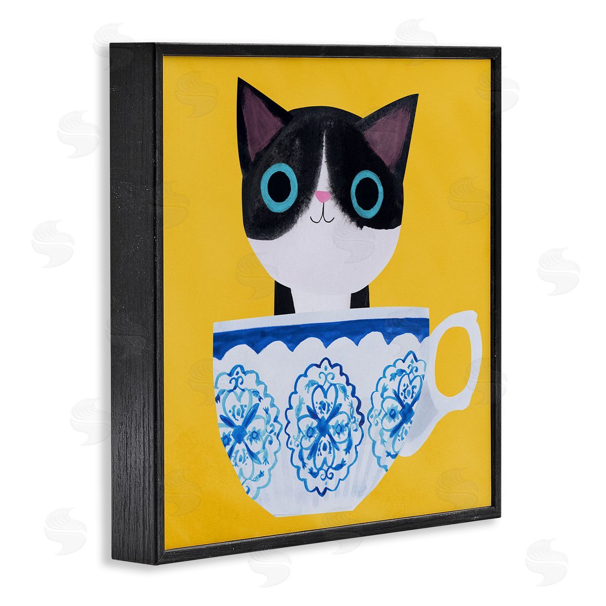 Planet Cat by Angie Rozelaar Teacup Kitten on Yellow Canvas Wall Art Print