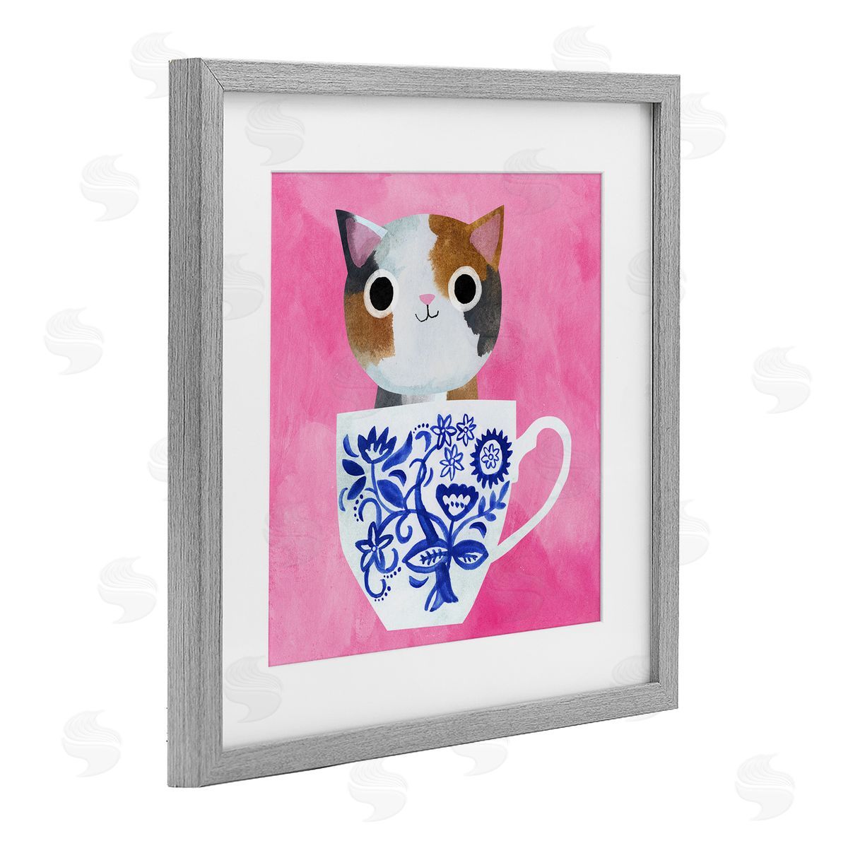 Planet Cat by Angie Rozelaar Whimsical Teacup Kitten Canvas Wall Art Print