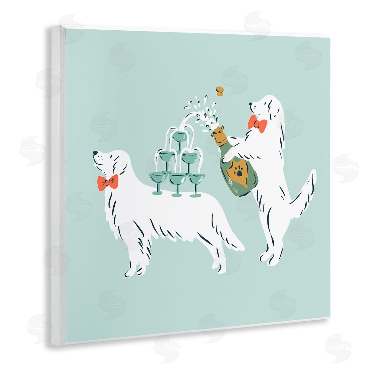 Krissy Mast Popping Champagne Dogs Canvas Wall Art Print