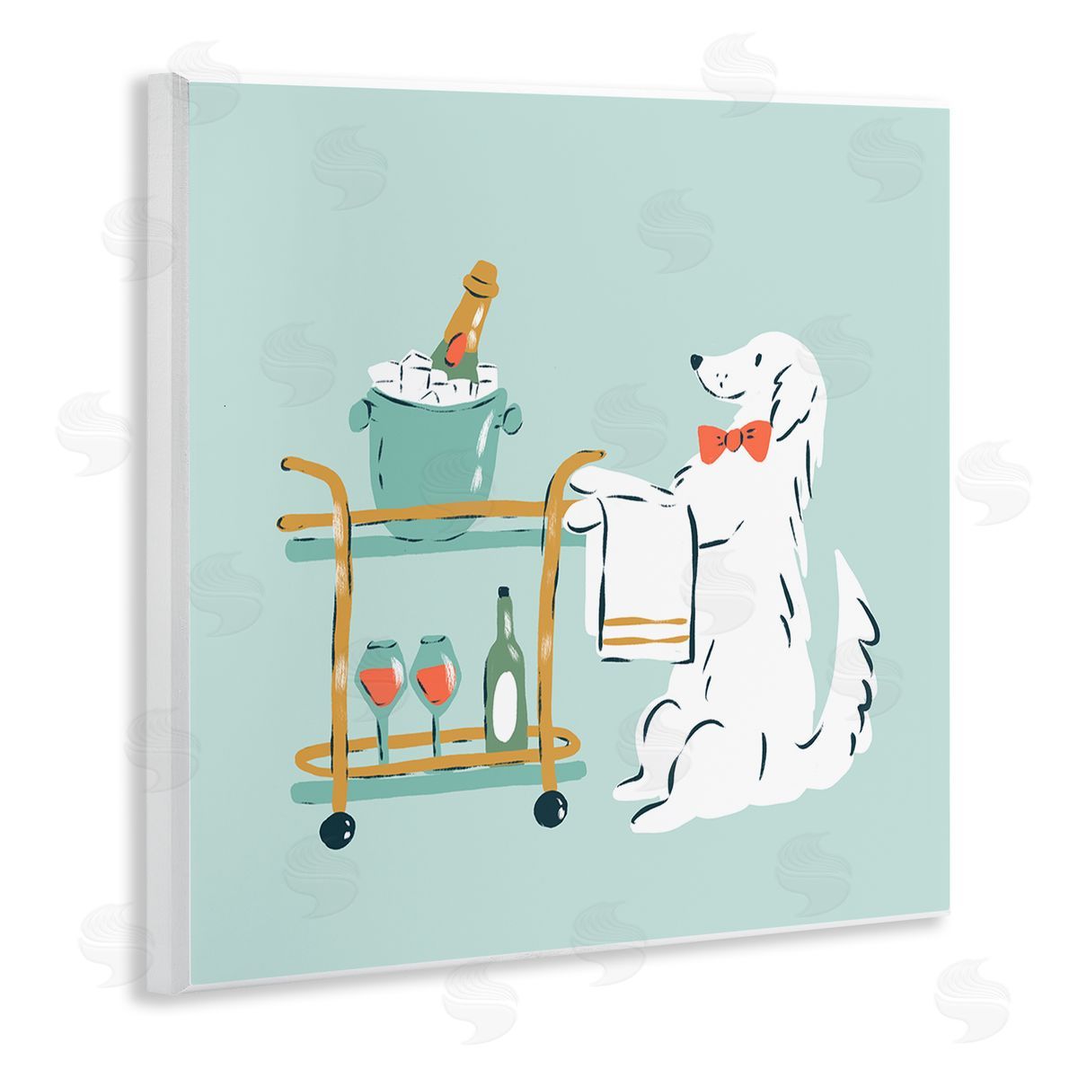 Krissy Mast Doggie Drink Cart Canvas Wall Art Print