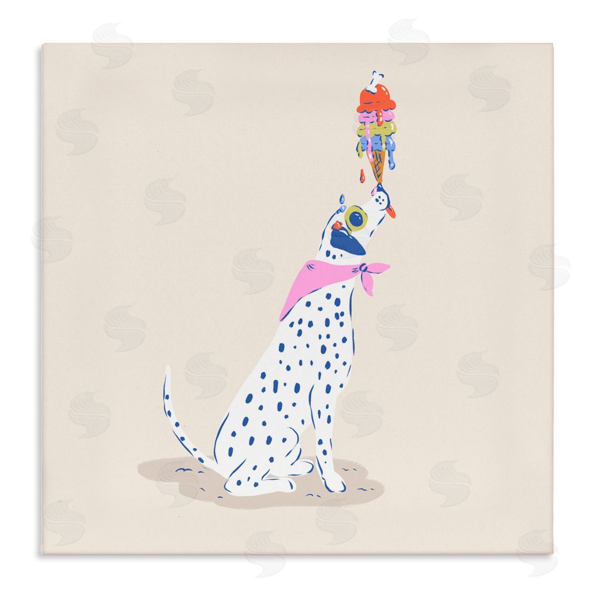 Krissy Mast Dalmatian & Dripping Ice Cream Canvas Wall Art Print