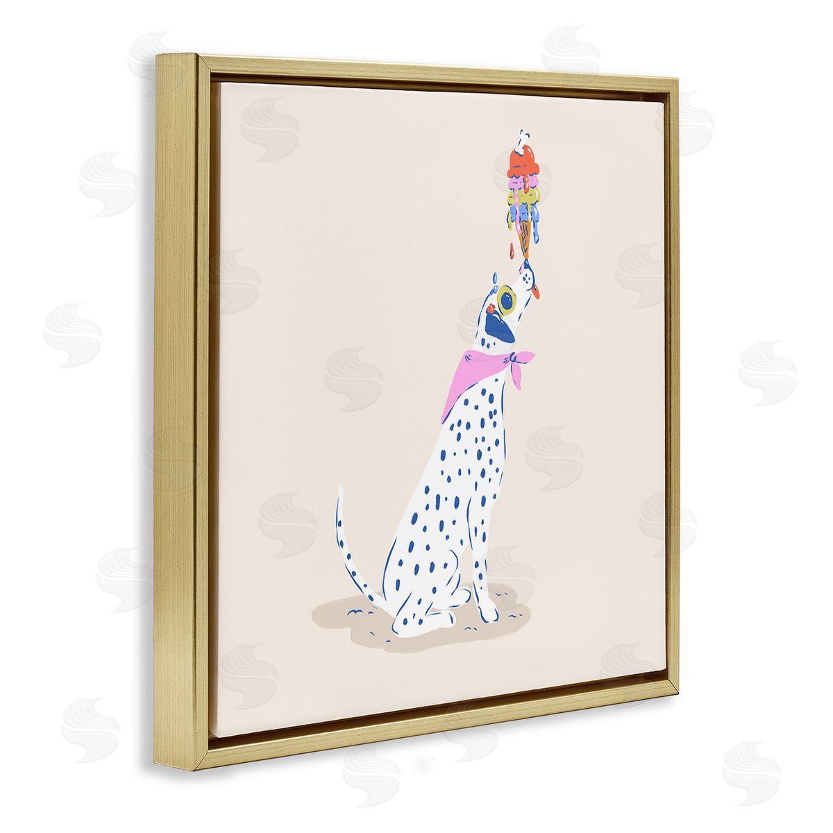 Krissy Mast Dalmatian & Dripping Ice Cream Canvas Wall Art Print