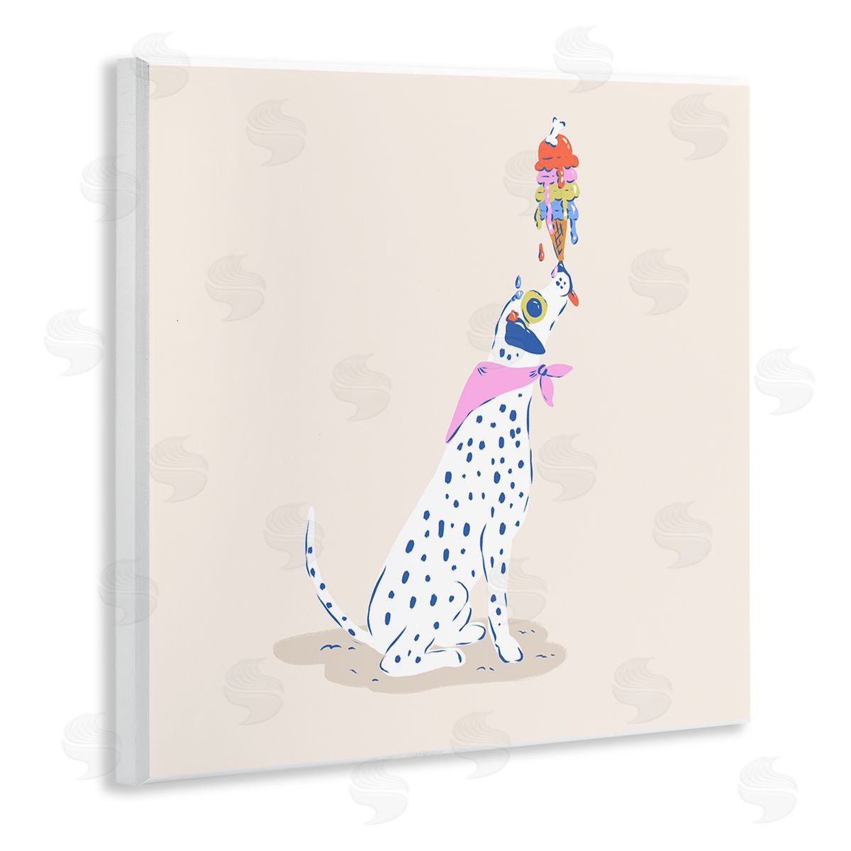 Krissy Mast Dalmatian & Dripping Ice Cream Canvas Wall Art Print
