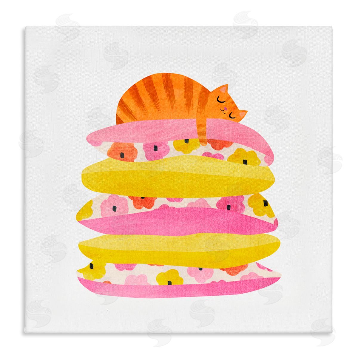 Planet Cat by Angie Rozelaar Sleepy Cozy Orange Cat Canvas Wall Art Print