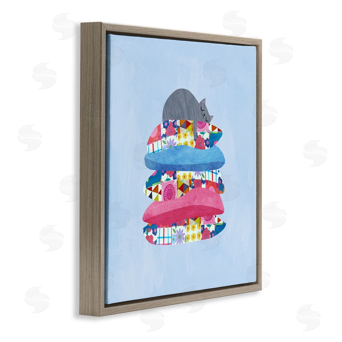 Planet Cat by Angie Rozelaar Cozy Sleeping Cat on Pillows Canvas Wall Art Print
