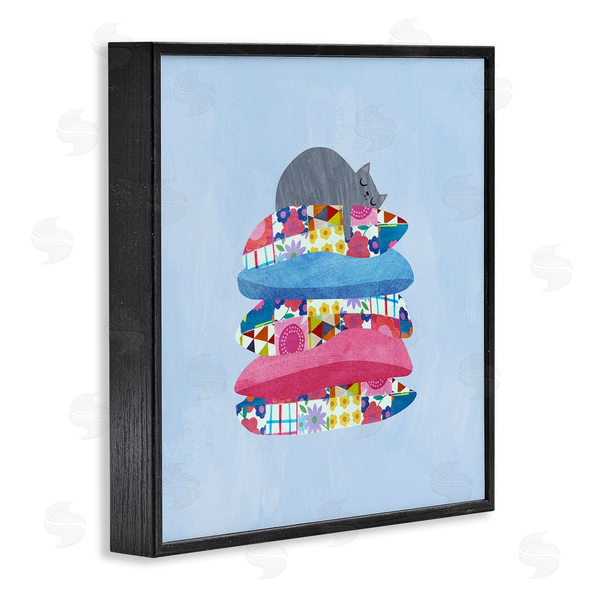 Planet Cat by Angie Rozelaar Cozy Sleeping Cat on Pillows Canvas Wall Art Print