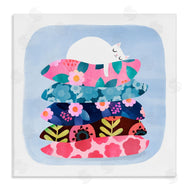 Planet Cat by Angie Rozelaar | Sleepy Cat on Patterned Pillows