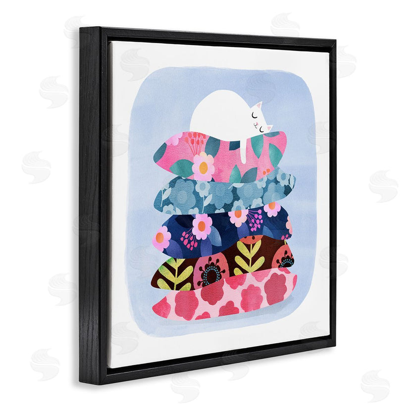 Planet Cat by Angie Rozelaar | Sleepy Cat on Patterned Pillows