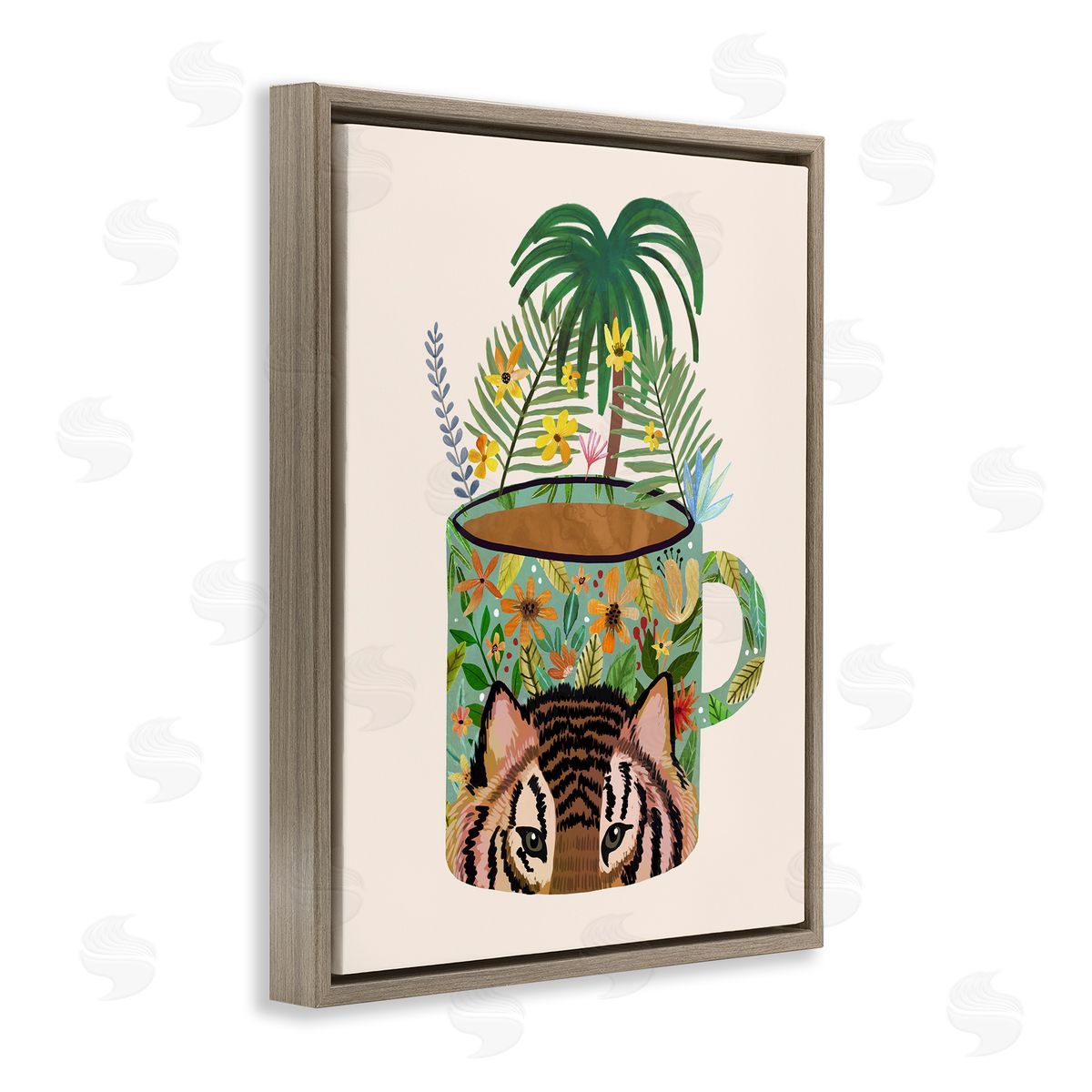 Mia Charro Tropical Mug with Tiger Canvas Wall Art Print