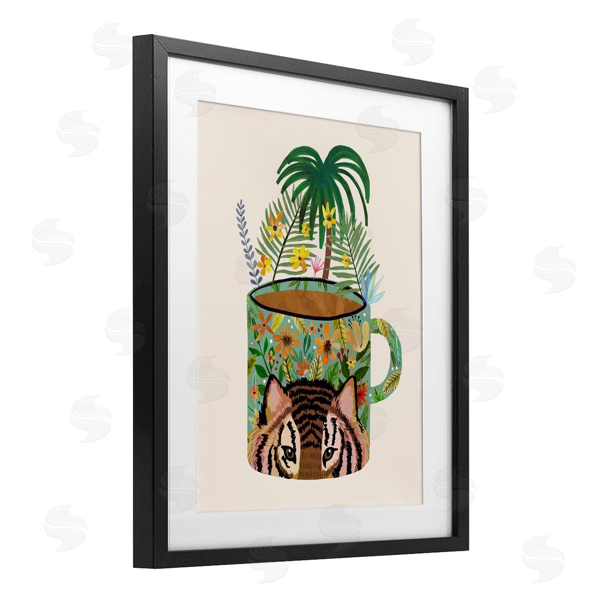 Mia Charro Tropical Mug with Tiger Canvas Wall Art Print