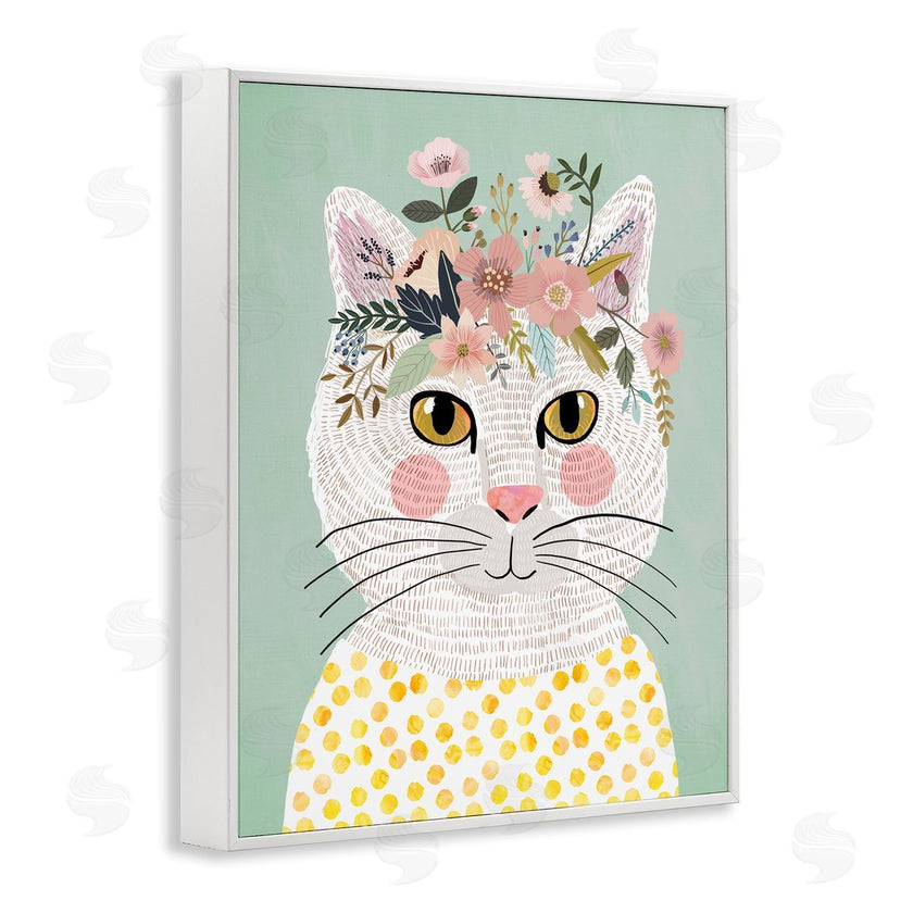 Mia Charro | Playful White Cat with Flowers