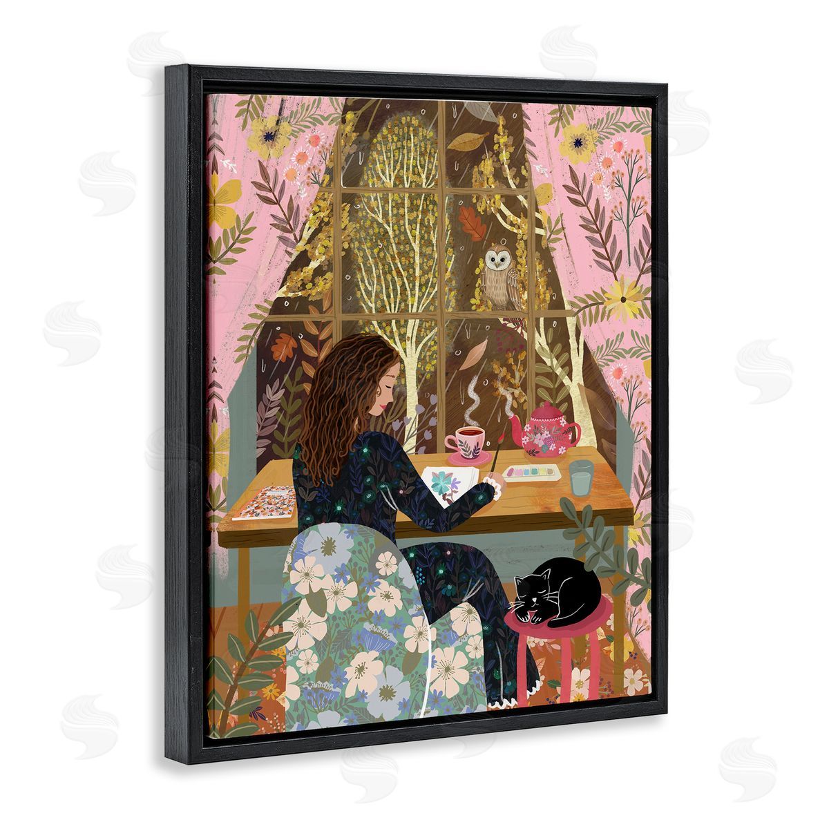 Mia Charro Autumn Window Relaxing View Canvas Wall Art Print