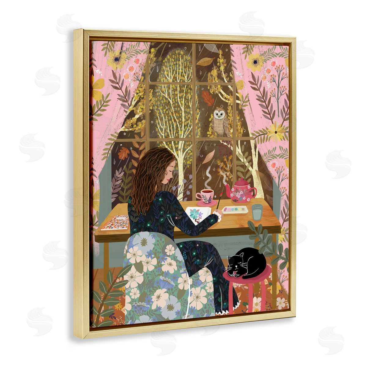 Mia Charro Autumn Window Relaxing View Canvas Wall Art Print