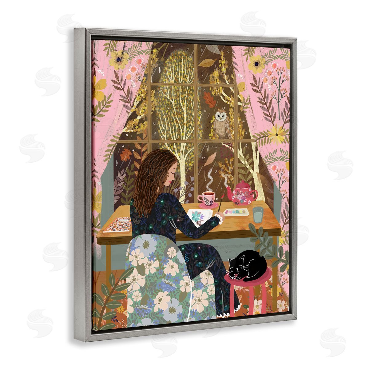 Mia Charro Autumn Window Relaxing View Canvas Wall Art Print