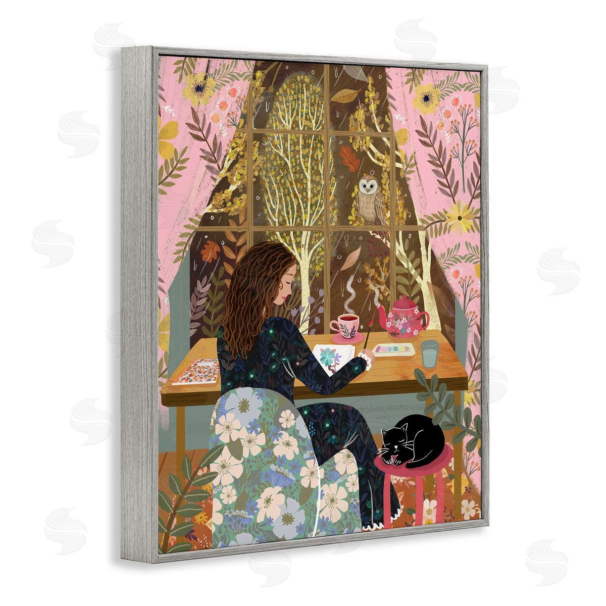 Mia Charro Autumn Window Relaxing View Canvas Wall Art Print
