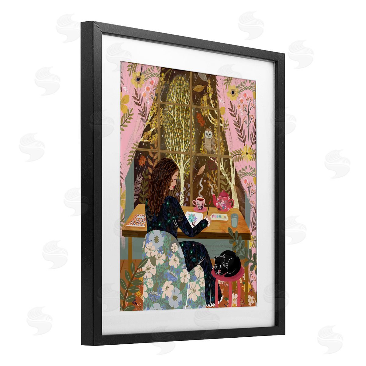 Mia Charro Autumn Window Relaxing View Canvas Wall Art Print