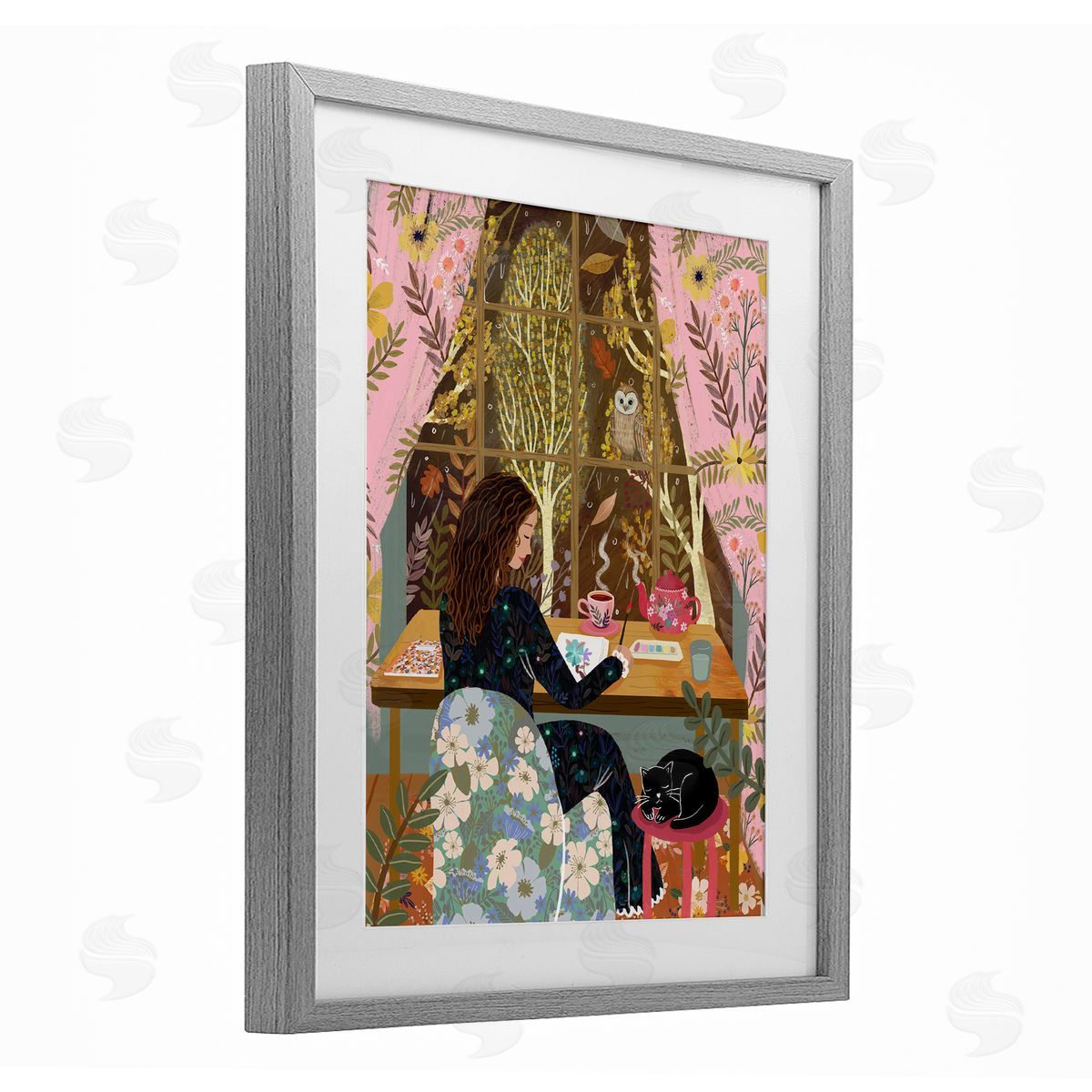 Mia Charro Autumn Window Relaxing View Canvas Wall Art Print