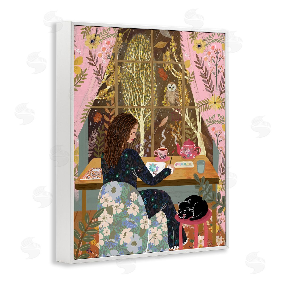 Mia Charro Autumn Window Relaxing View Canvas Wall Art Print