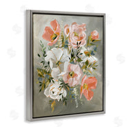 Annie Quigley | Peachy Flowers on Grey