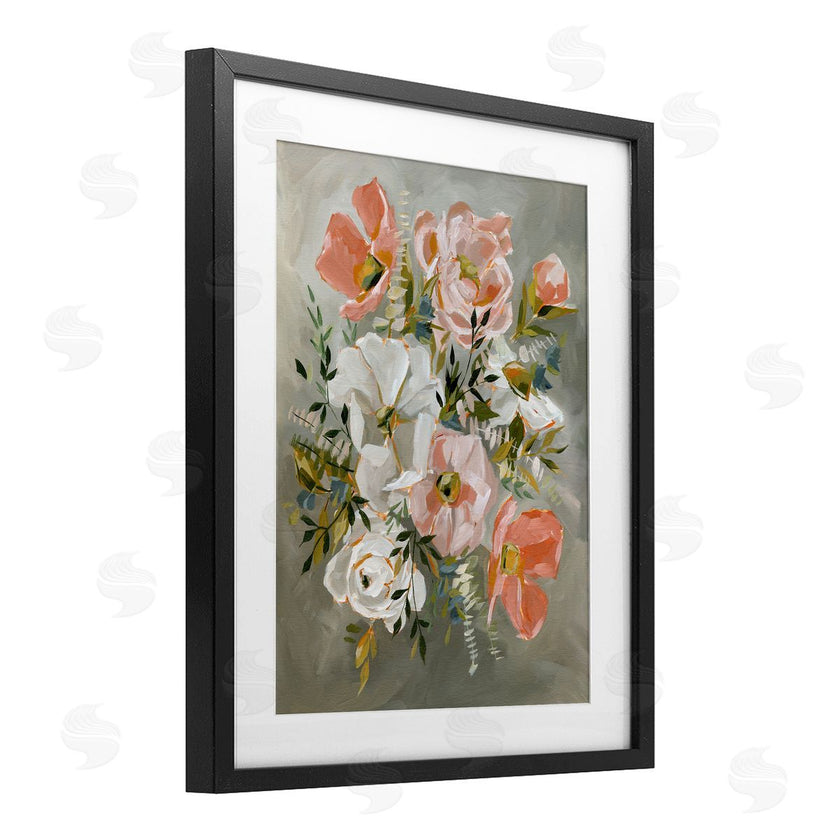 Annie Quigley | Peachy Flowers on Grey
