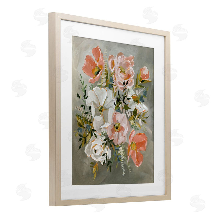 Annie Quigley | Peachy Flowers on Grey