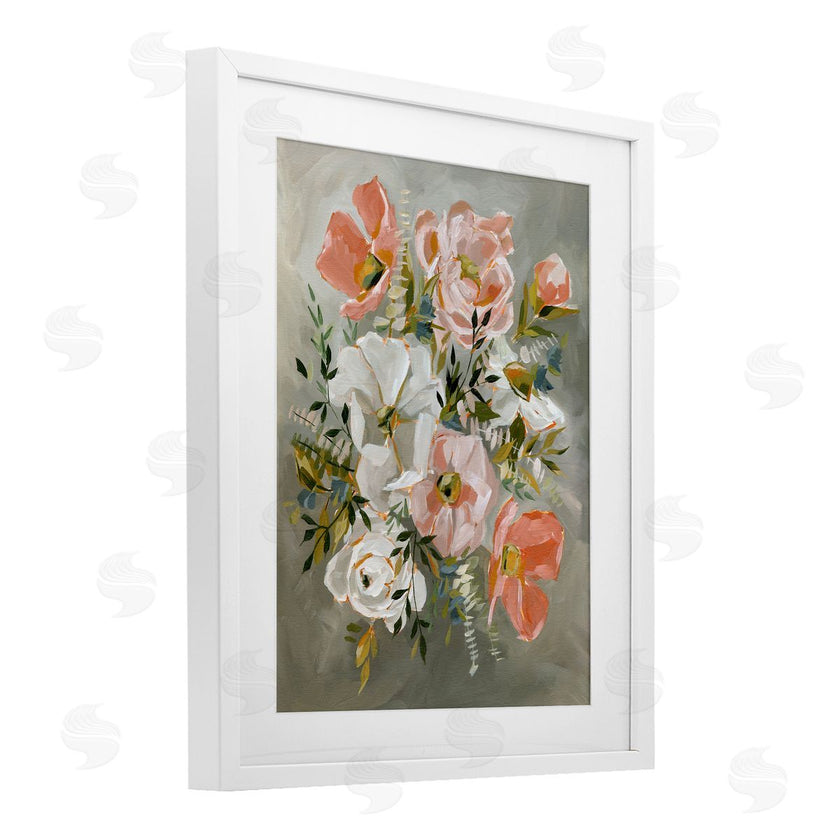 Annie Quigley | Peachy Flowers on Grey