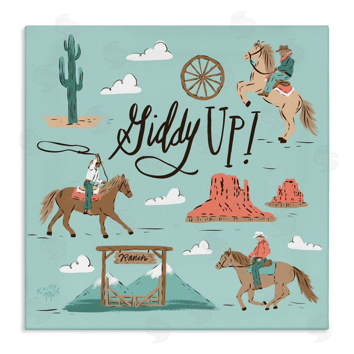 Krissy Mast Giddy Up Cowboys & Ranch Canvas Wall Art Print