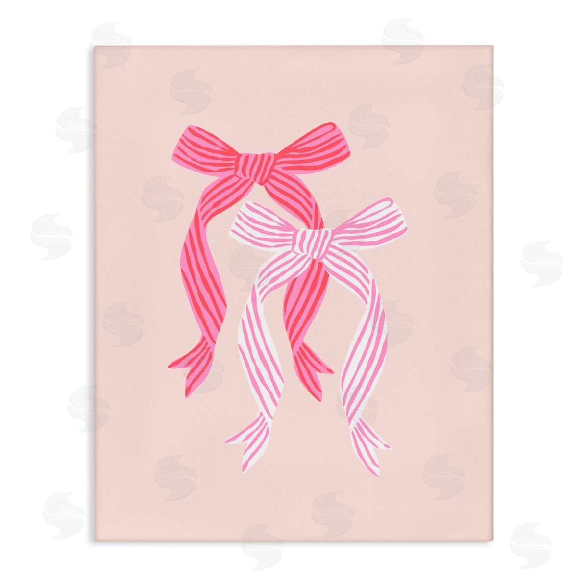 Krissy Mast Striped Bows on Pink Canvas Wall Art Print