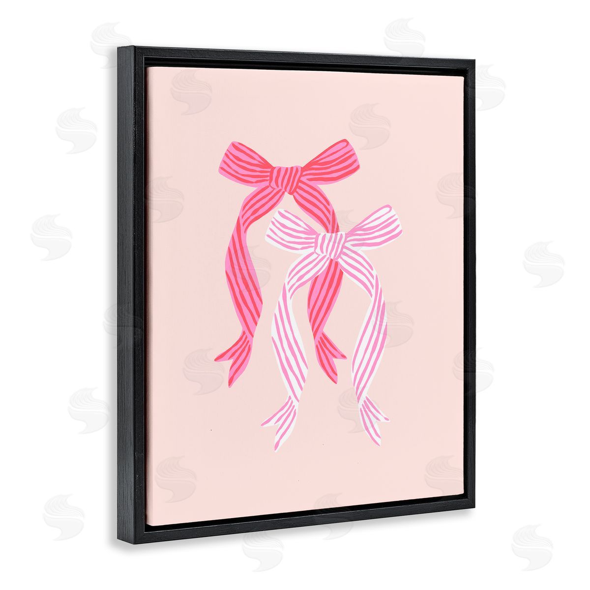 Krissy Mast Striped Bows on Pink Canvas Wall Art Print