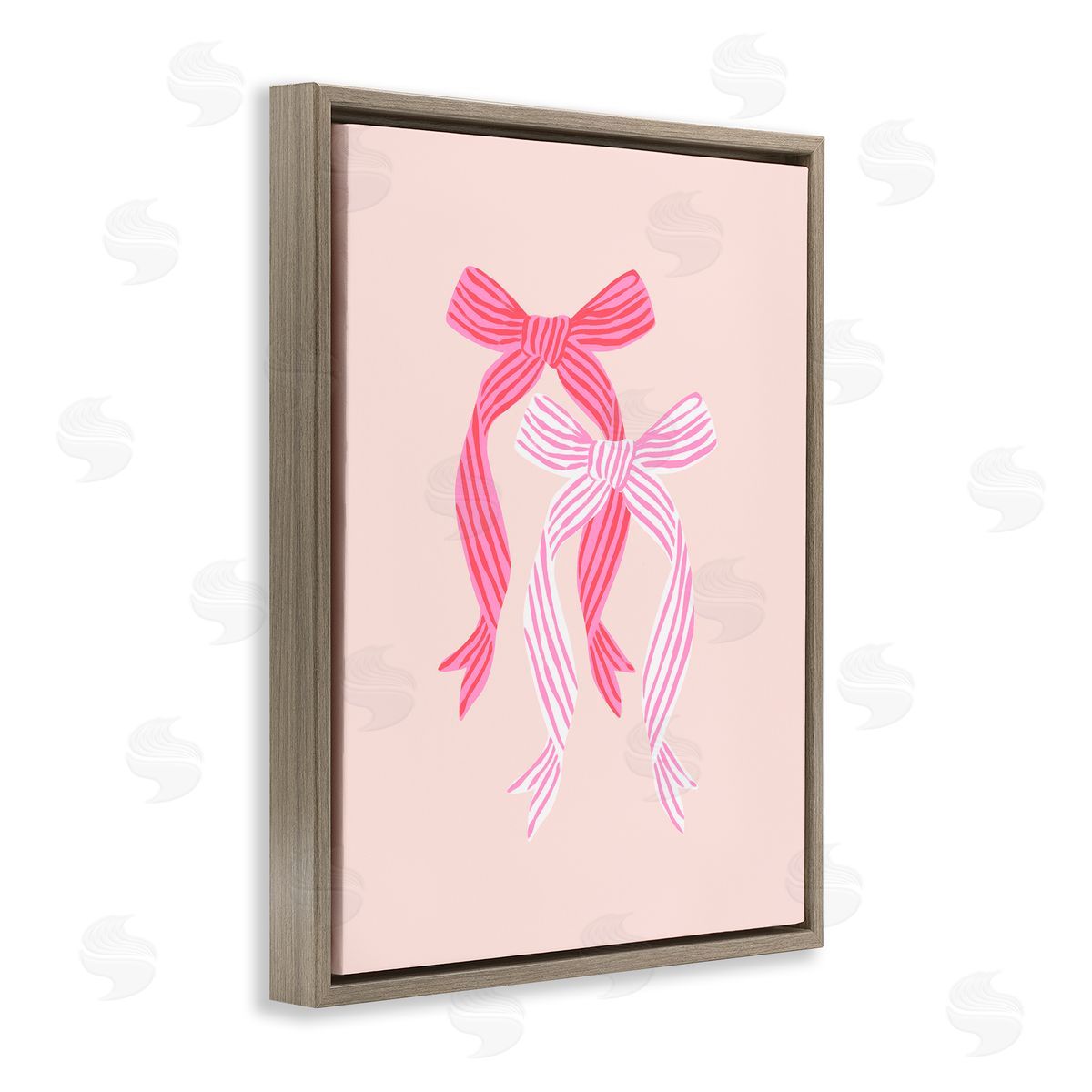 Krissy Mast Striped Bows on Pink Canvas Wall Art Print
