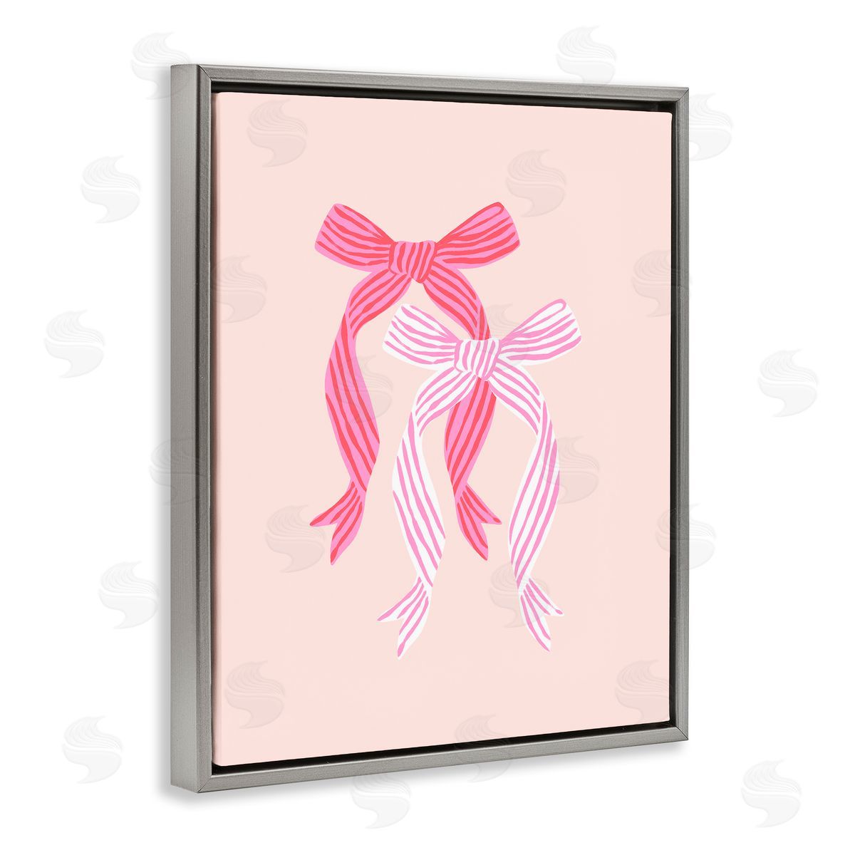 Krissy Mast Striped Bows on Pink Canvas Wall Art Print