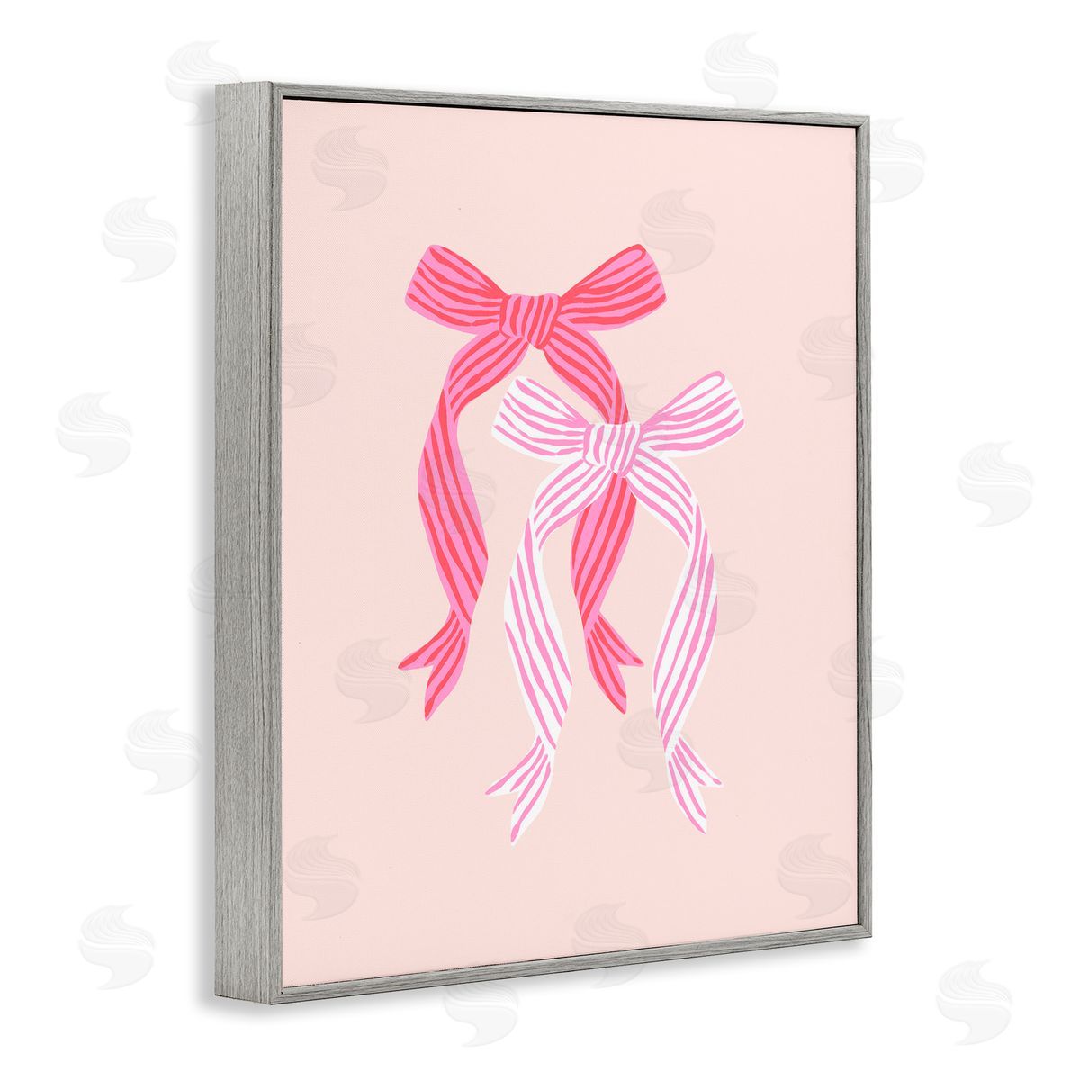 Krissy Mast Striped Bows on Pink Canvas Wall Art Print
